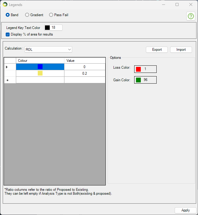Band Legend Settings MBS Daylight AutoCAD and MBS Daylight for Revit