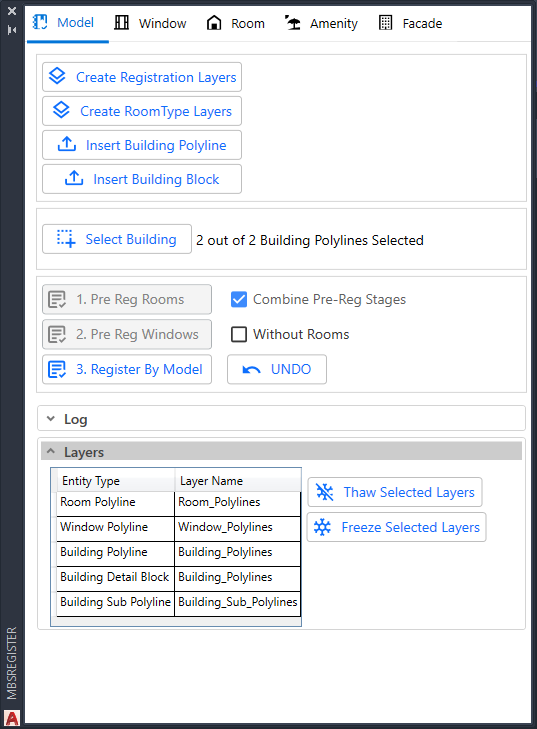 Register By Model Dialog, MBS Daylight For AutoCAD