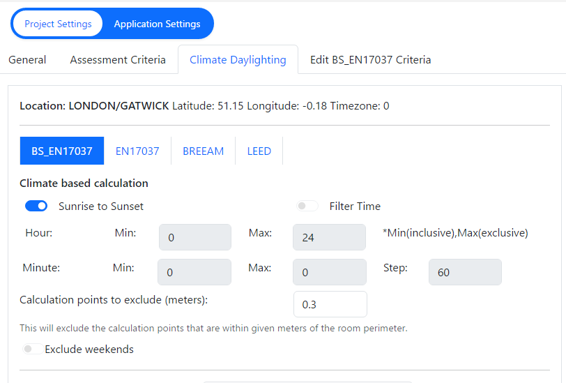 Sketchup Climate Hours Settings