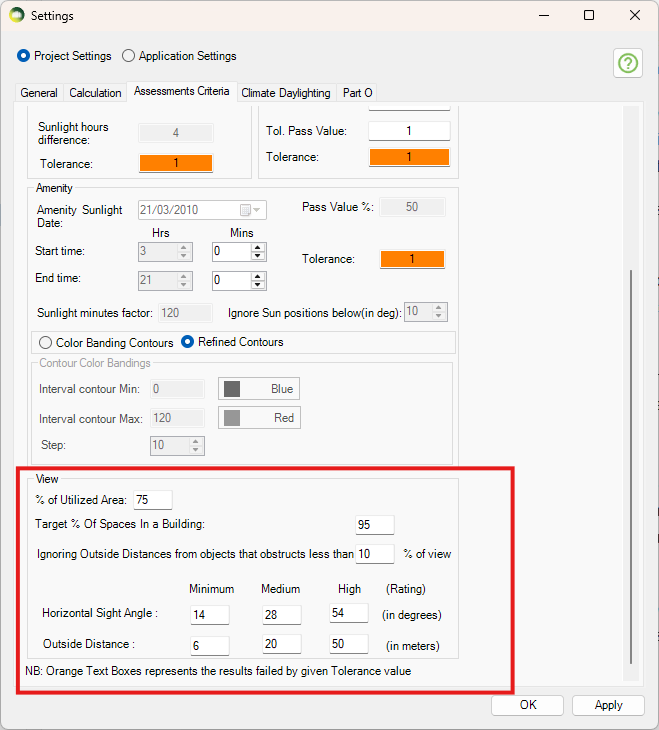View Out Assessment Criteria